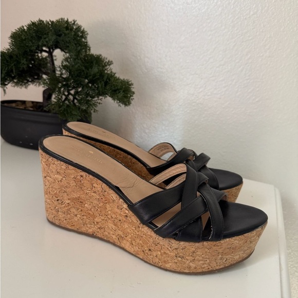 Kate Spade Black Leather Wedges - Picture 5 of 7